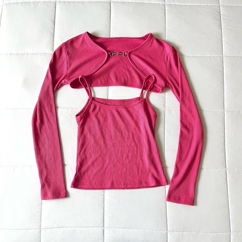 kfashion pink bolero and tank set